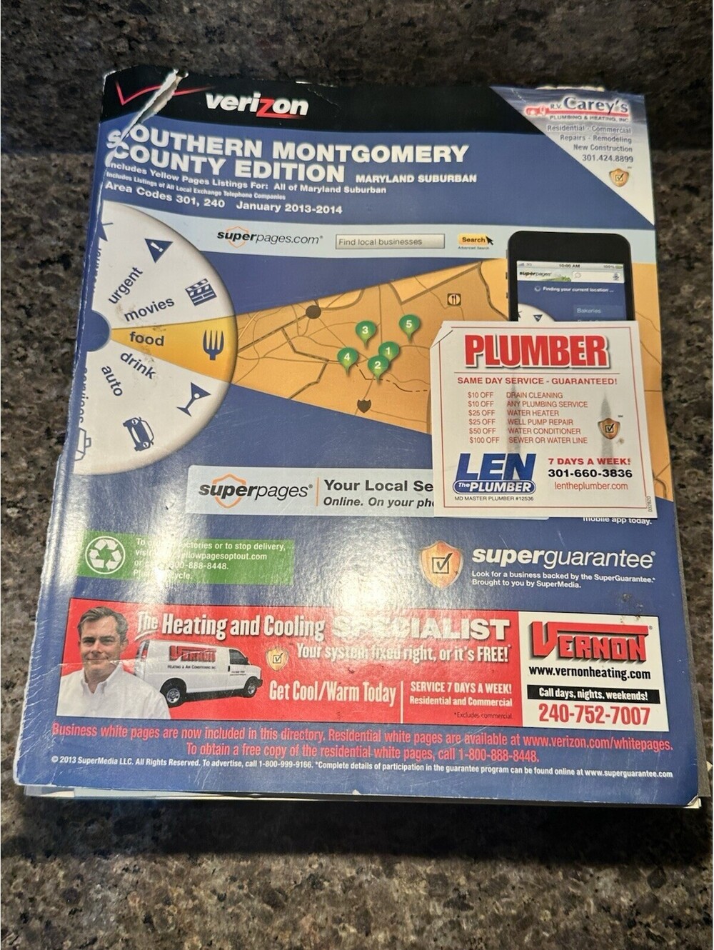 Verizon Southern Montgomery County Maryland 2013-2014 Yellow Pages Phone Book